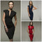 Deep V split solid color pencil skirt - ROUTINE FASHION
